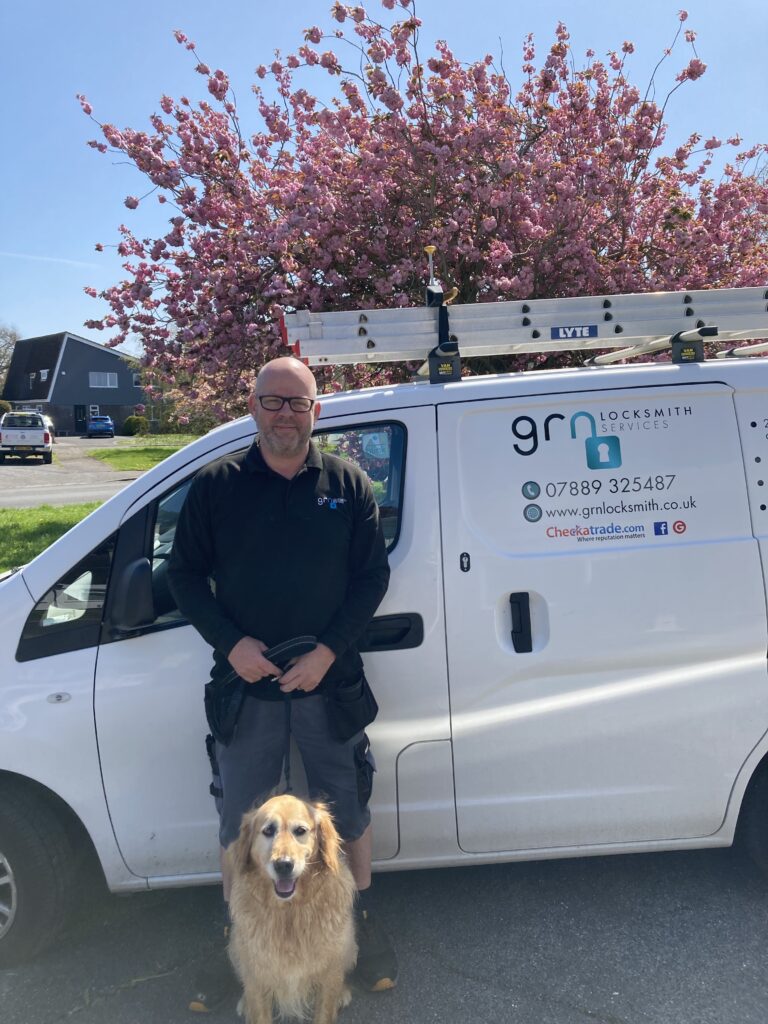 Spring clean your locks - Geoff Naylor locksmith 07889325487, with Bruce the dog